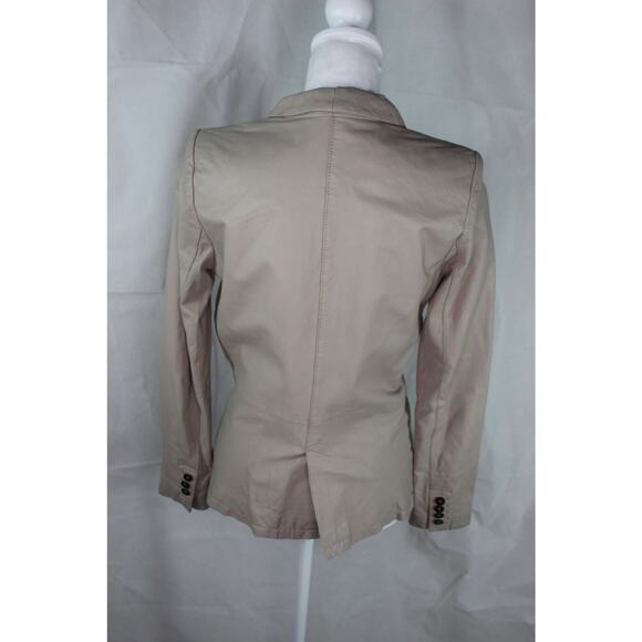 Joie 100% Lamb Leather Blazer Beige Tan Minimalist Neutral Small - Picture 4 of 9
